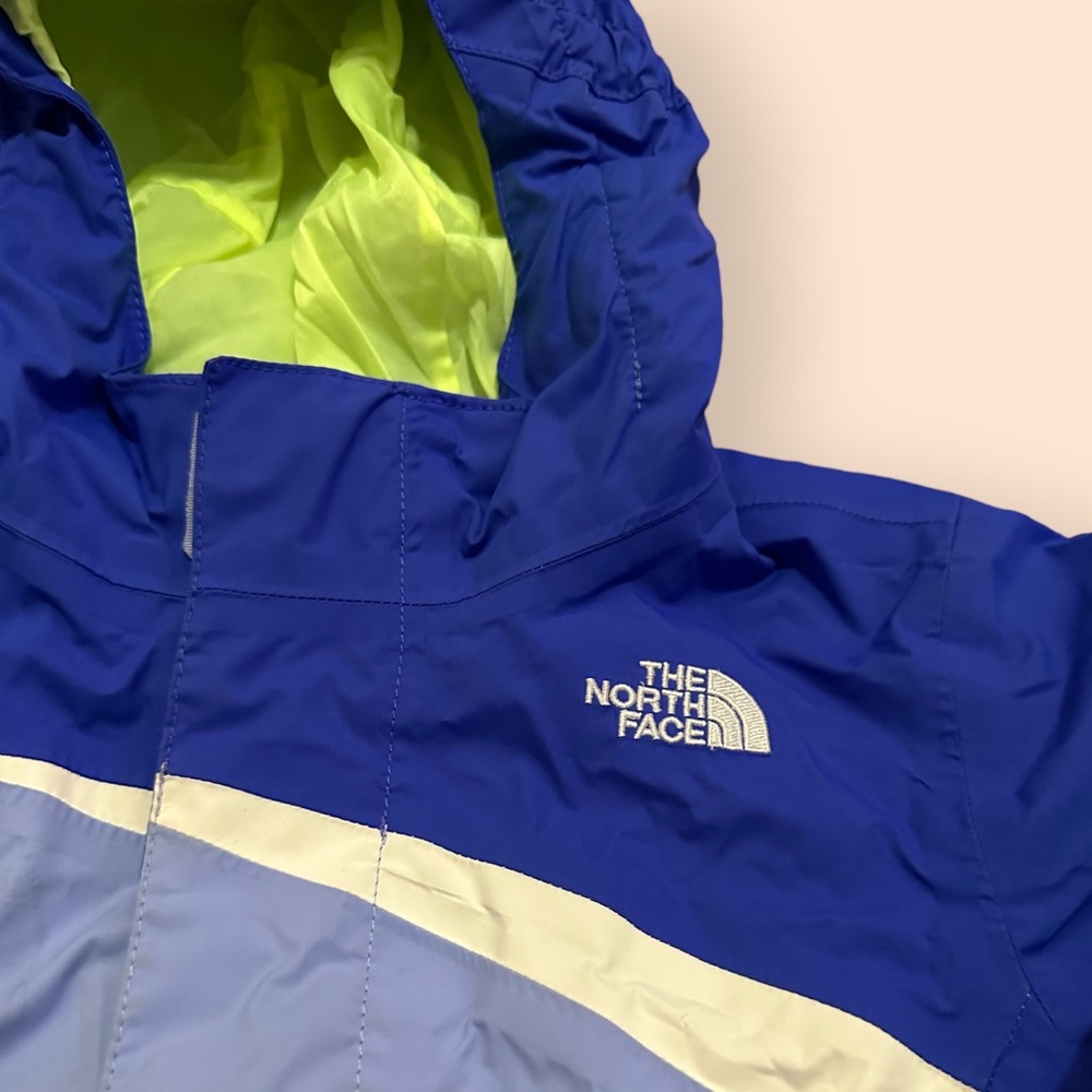 The North Face Toddler HyVent Hooded Jacket Blue White Green Size 3T - Picture 3 of 10
